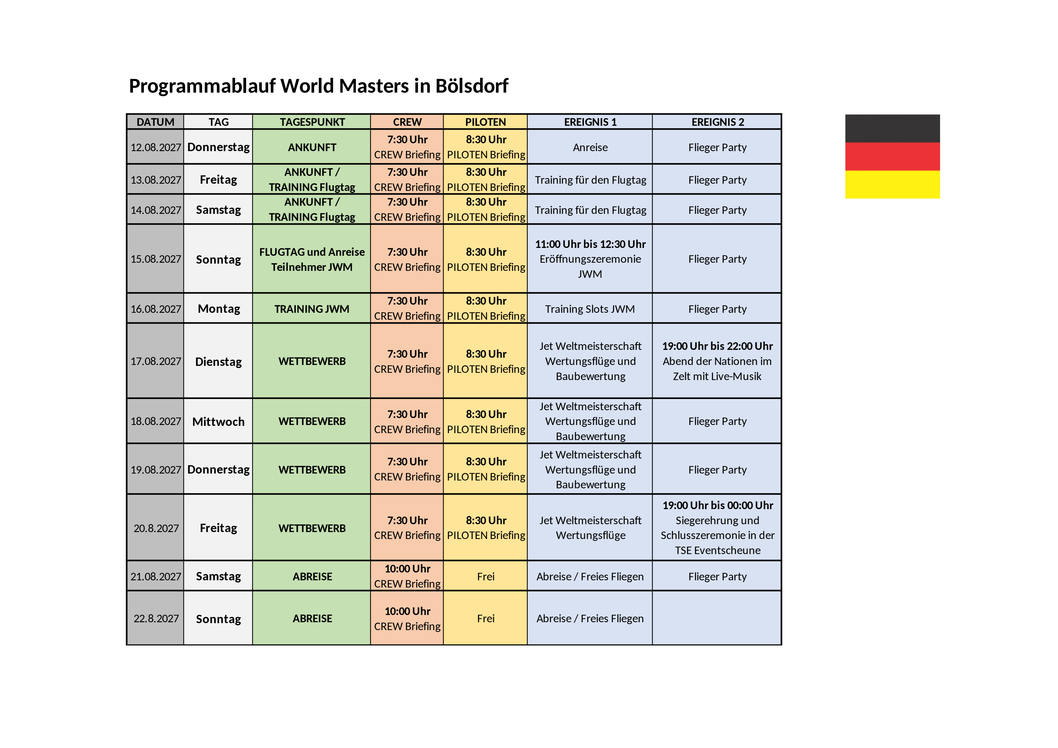 Programmablauf WM Boelsdorf